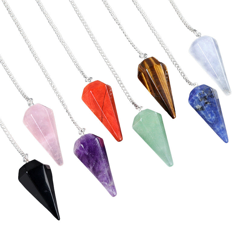 Natural Crystal Pendulum Pendant – Hexagonal Shaped Healing Gemstone