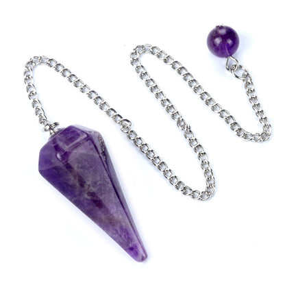 Natural Crystal Pendulum Pendant – Hexagonal Shaped Healing Gemstone