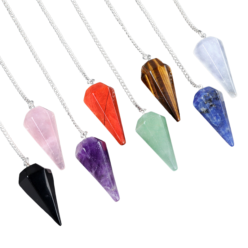 Natural Crystal Pendulum Pendant – Hexagonal Shaped Healing Gemstone