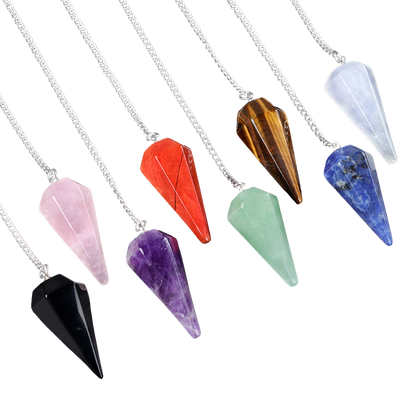 Natural Crystal Pendulum Pendant – Hexagonal Shaped Healing Gemstone