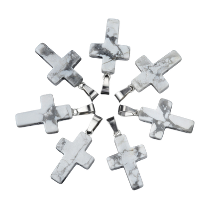 Cross pendant Natural crystal agate semi-precious stone carved multi-color cross necklace healing stone